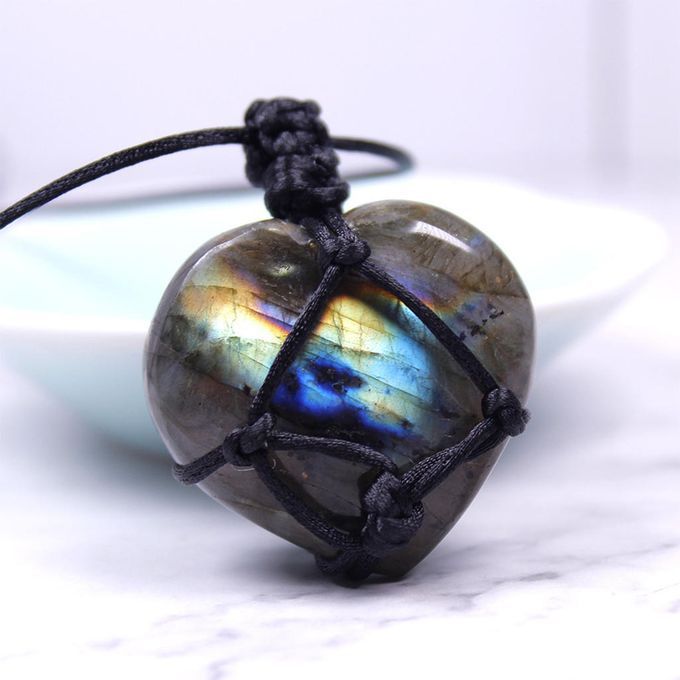 Crystal Stone Necklace Hand-woven Rope Wrapped Pendents For Woman B