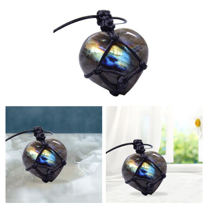 Crystal Stone Necklace Hand-woven Rope Wrapped Pendents For Woman B