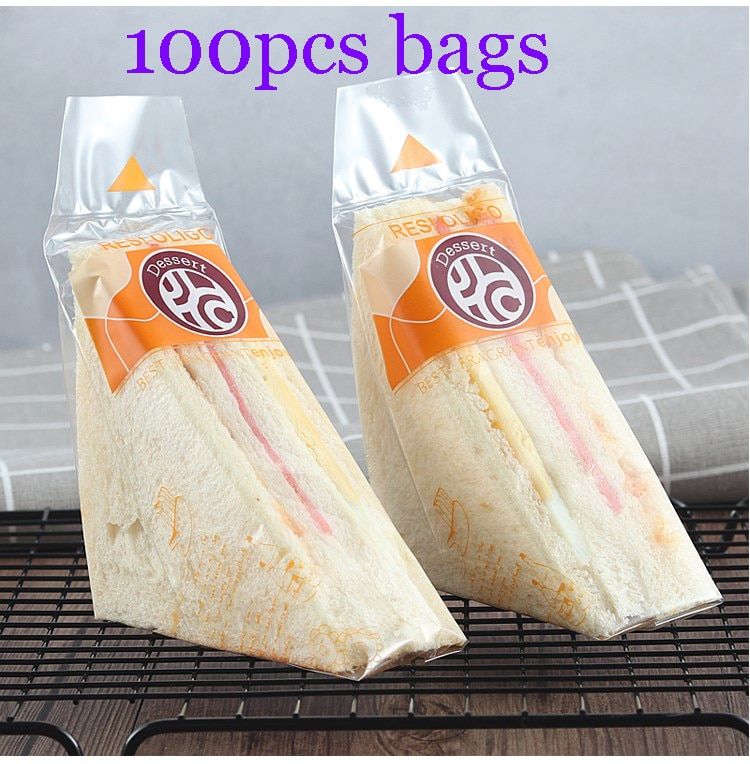 Sandwich Plastic Packaging Transparent Triangle Bags For