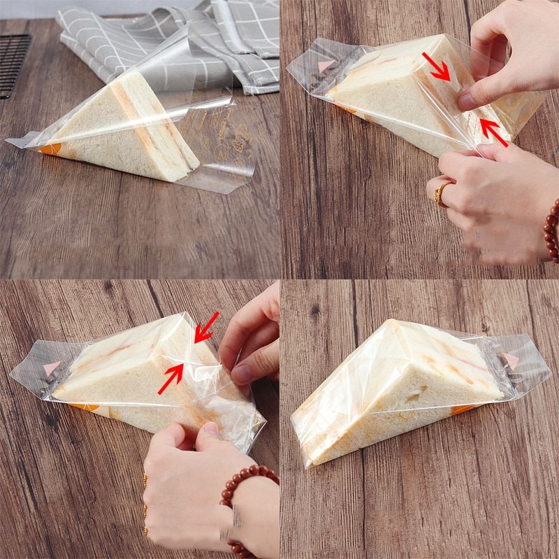 Sandwich Plastic Packaging Transparent Triangle Bags For