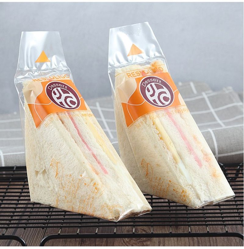 Sandwich Plastic Packaging Transparent Triangle Bags For