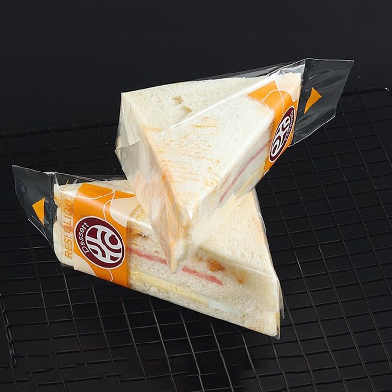 Sandwich Plastic Packaging Transparent Triangle Bags For