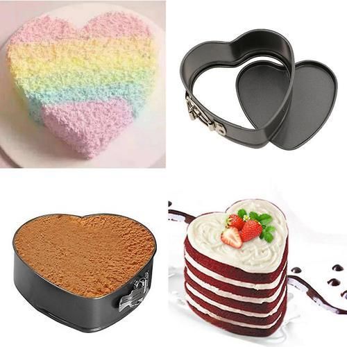 4pcs 4 Inch Springform Cake Tins Set With Silicone Scraper(4PCS Heart Tins)