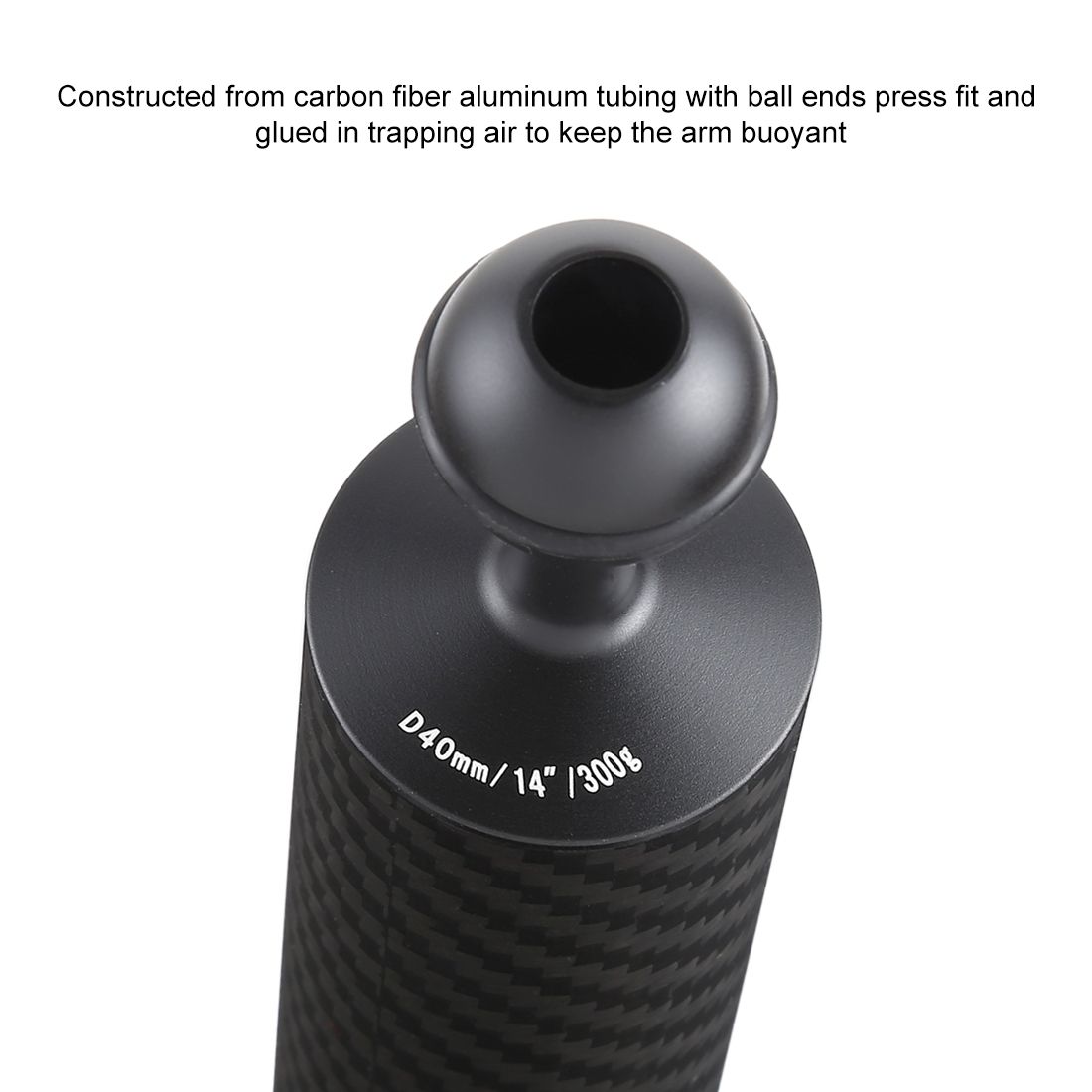 PULUZ 14.56 Inch 37cm Length 40mm Diameter Dual Balls Carbon Fiber Floating Arm, Ball Diameter: 25mm, Buoyancy: 300g