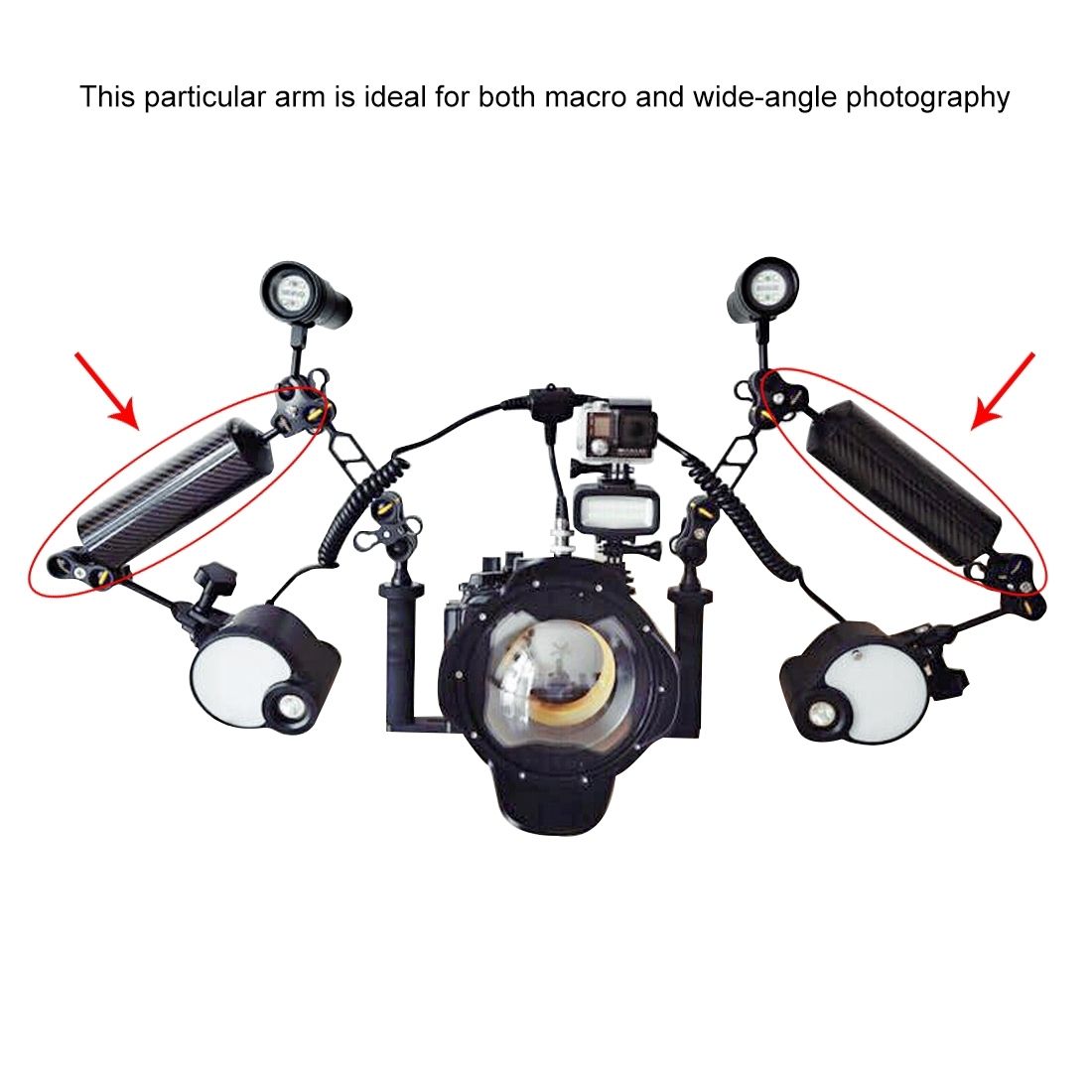 PULUZ 14.56 Inch 37cm Length 40mm Diameter Dual Balls Carbon Fiber Floating Arm, Ball Diameter: 25mm, Buoyancy: 300g