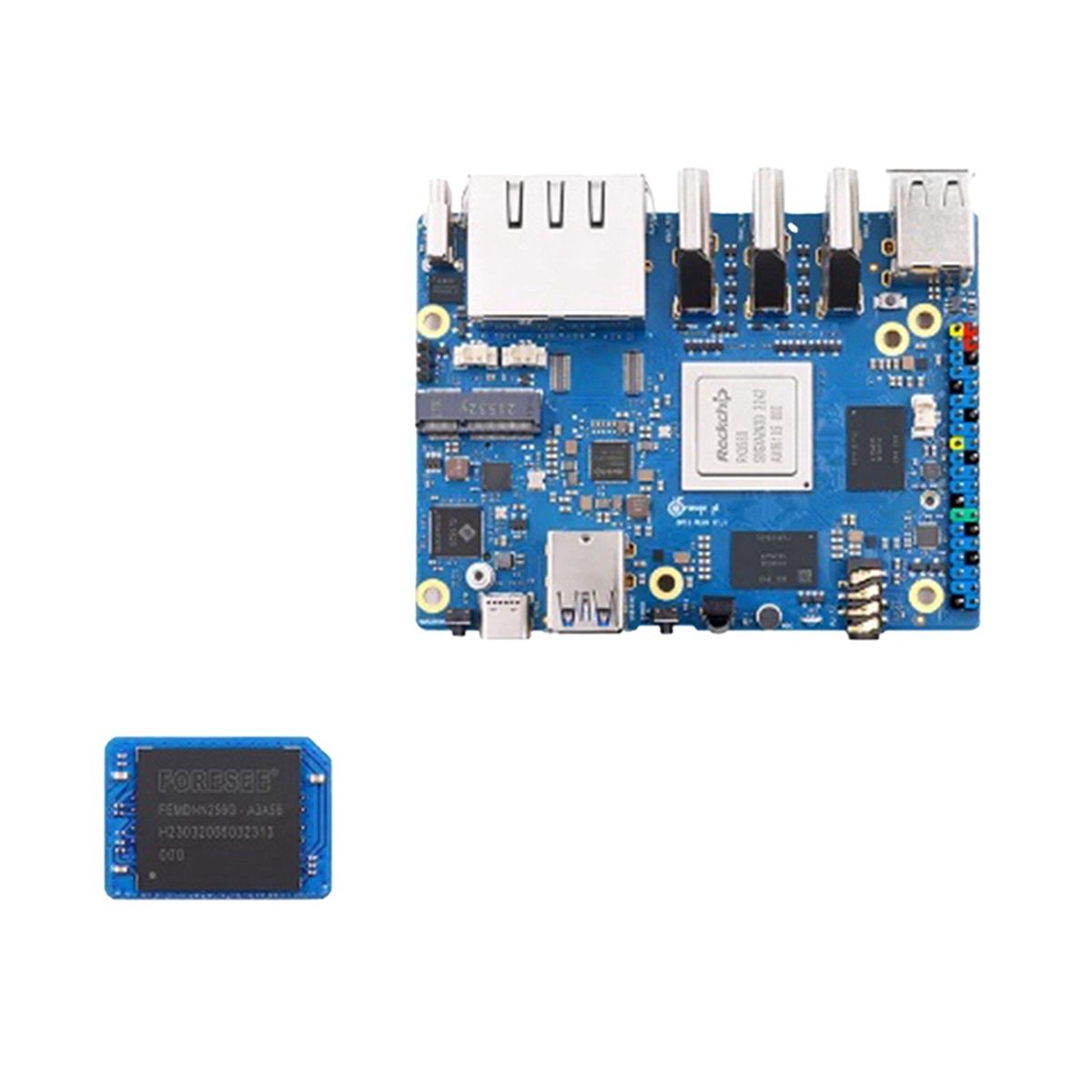 For Orange Pi 5 Plus 16GB RAM+256GB Emmc Module RK3588 Octa-Core 64-Bit Supports 8K Video 2.5G Supports WiFi6 BT Module