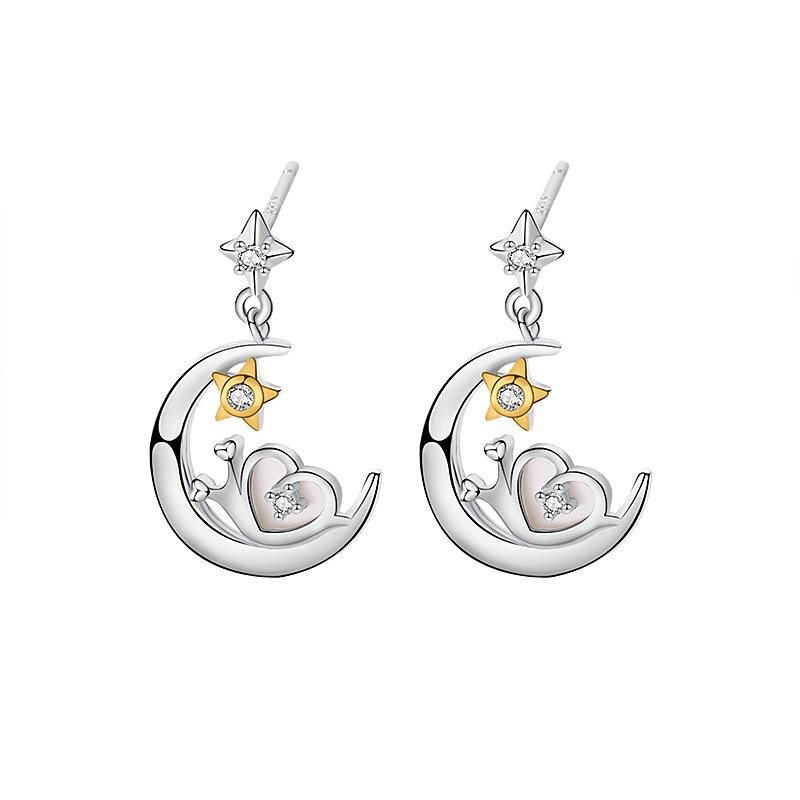 New Original s925 Sterling Silver Starry Moon Snail Earrings for Female Personality and niche Design Beimu Earrings