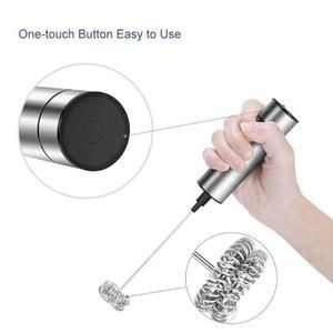 Powerful Electric Milk Frother With 2pcs Stainless Steel Spring Whisk Foam Maker U1JE