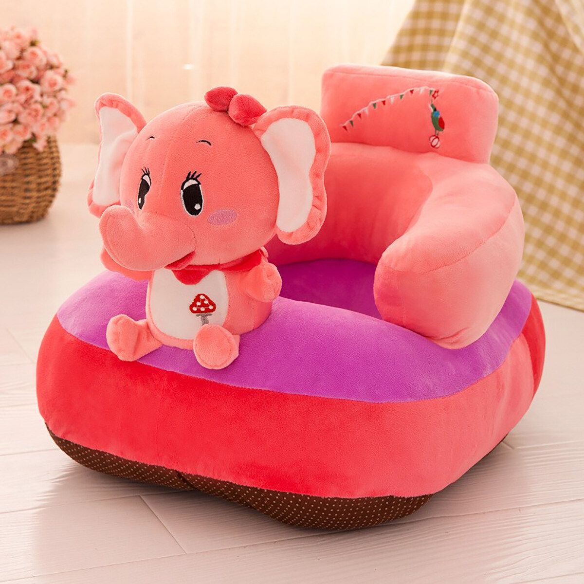 Baby Seat Sofa Cover Seat Cute Feeding Chair Without Cotton Filler Monkey
