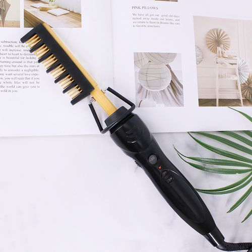 Gold Unisex 2 In 1 Hot Hair Brush Straight Comb Beard Brush Hair Curler Hair Dryer Hair Straightener G8