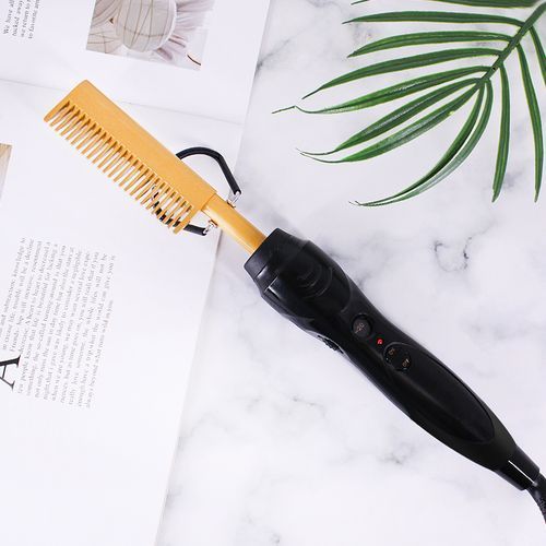 Gold Unisex 2 In 1 Hot Hair Brush Straight Comb Beard Brush Hair Curler Hair Dryer Hair Straightener G8