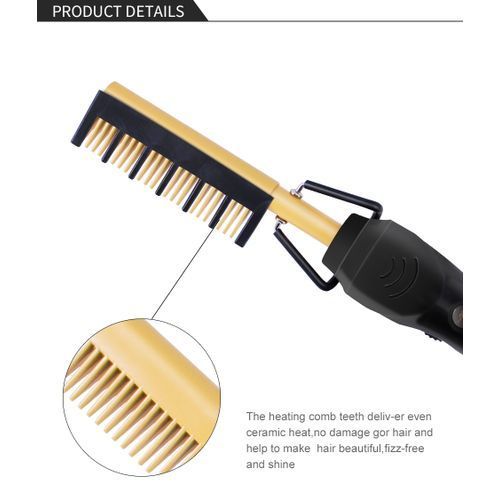 Gold Unisex 2 In 1 Hot Hair Brush Straight Comb Beard Brush Hair Curler Hair Dryer Hair Straightener G8