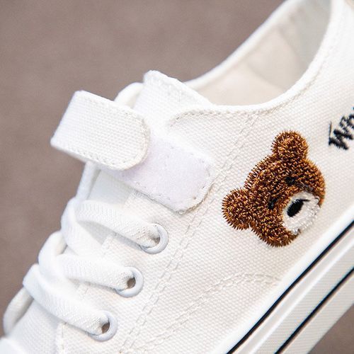Boys Girls Canvas Sneakers Adjustable Strap Walking Shoes