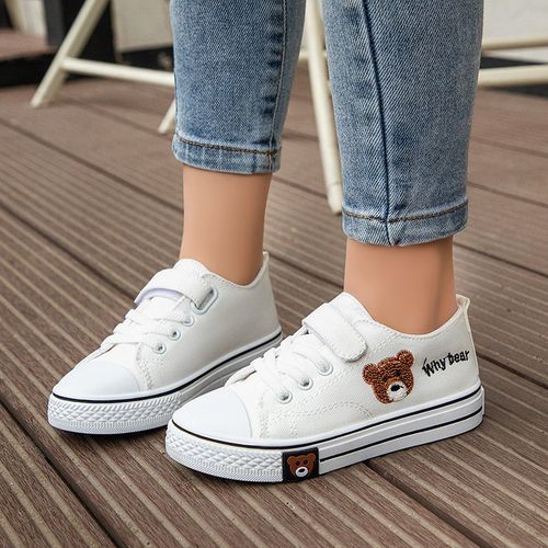 Boys Girls Canvas Sneakers Adjustable Strap Walking Shoes