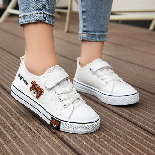 Boys Girls Canvas Sneakers Adjustable Strap Walking Shoes