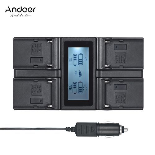 Andoer NP-F970 4-Channel Digital Camera Battery Charger LCD