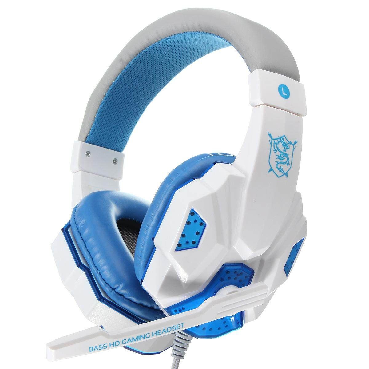 USB 3.5mm LED Surround Stereo Gaming Headset Headband Headphone With Mic For PC NEW（3 For Choice） White And Blue
