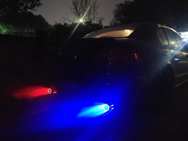 Car Universal LED Double Exhaust Muffler Red And Blue Color