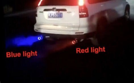 Car Universal LED Double Exhaust Muffler Red And Blue Color