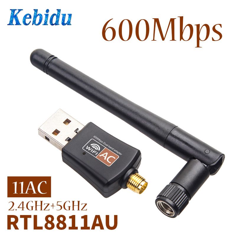 Kebidu Mini 5Ghz 2.4Ghz 600Mbps USB WiFi Adapter RTL8811AU