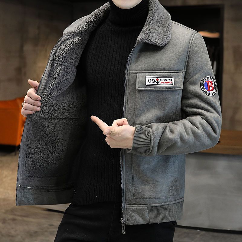 Men Fur All-in-one Jacket Clip To Overcome Jacket Thickening Warm Lamb Fleece