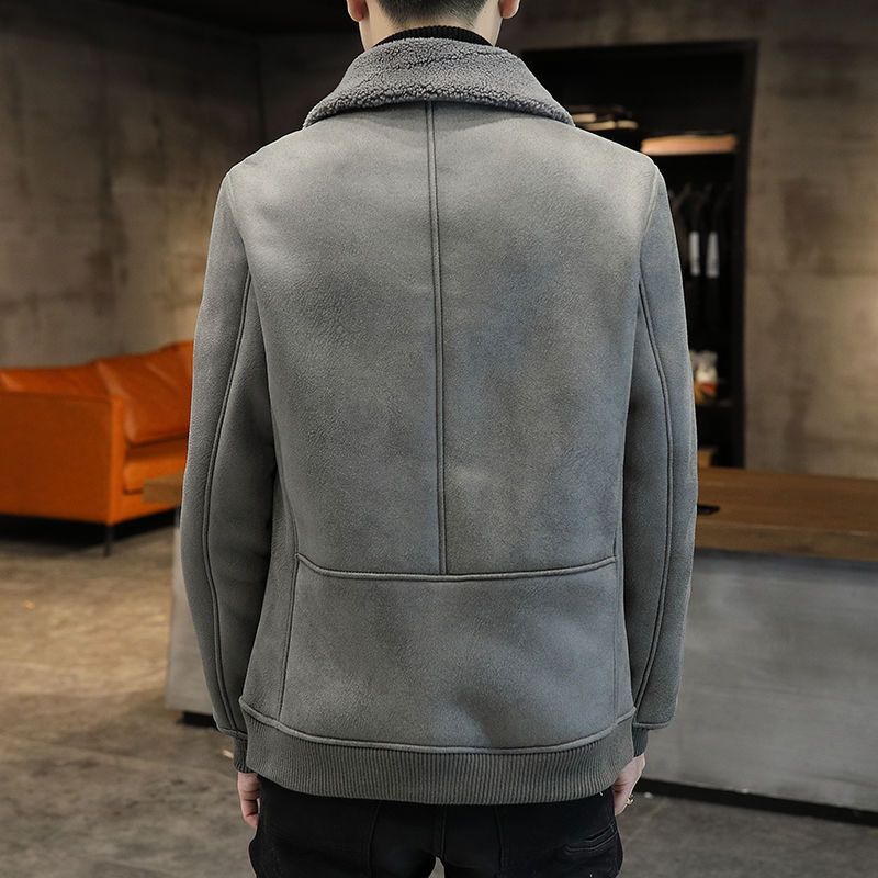 Men Fur All-in-one Jacket Clip To Overcome Jacket Thickening Warm Lamb Fleece