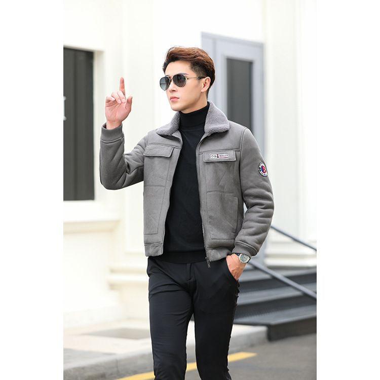 Men Fur All-in-one Jacket Clip To Overcome Jacket Thickening Warm Lamb Fleece