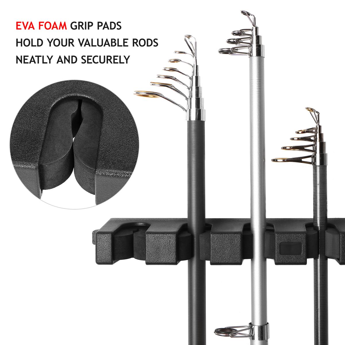 Fishing Rod Rack For 6 Thin Fishing Rods Wall Mounted