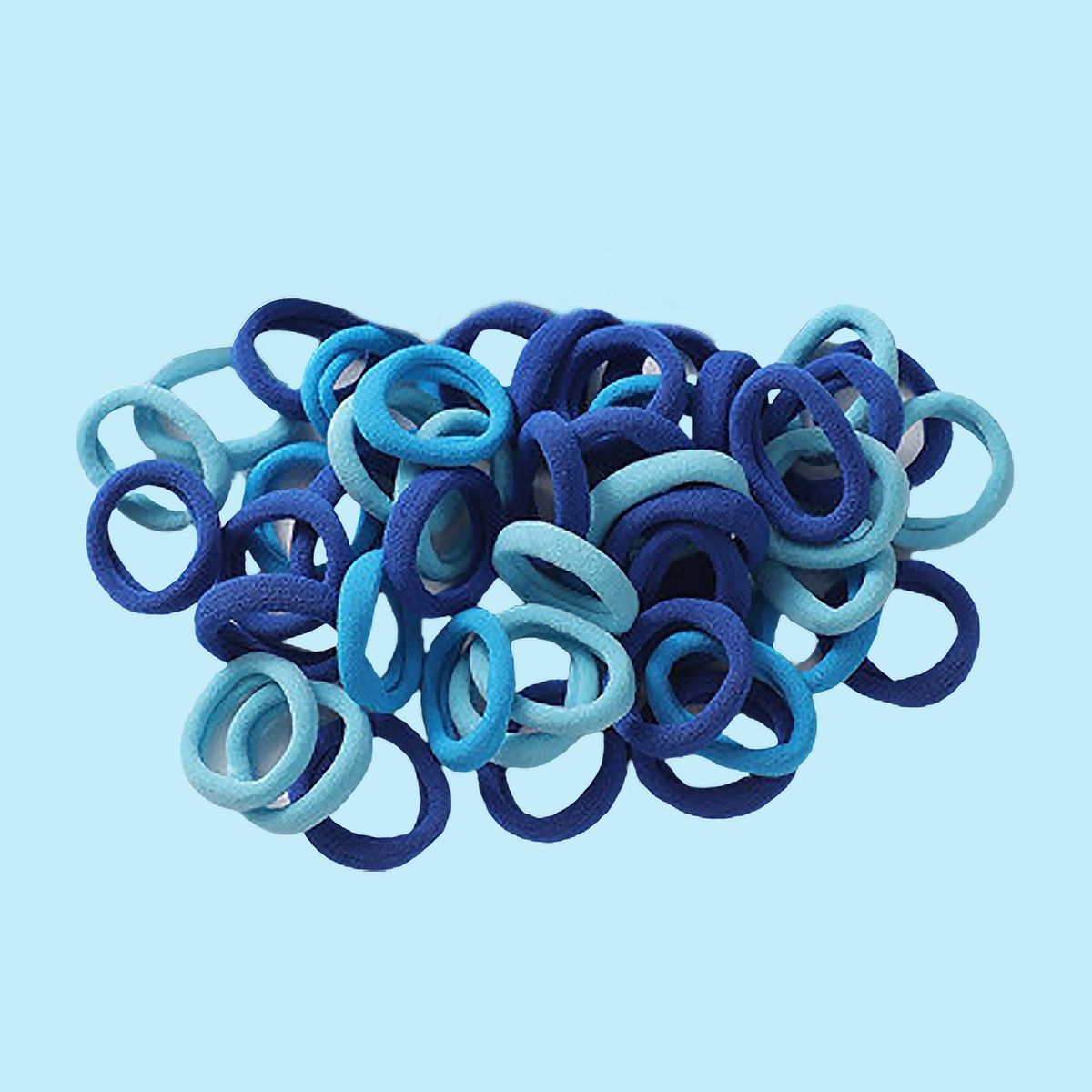 100Pcs Hair Scrunchies Kids High Elastic Simple Hair Ropes Blue