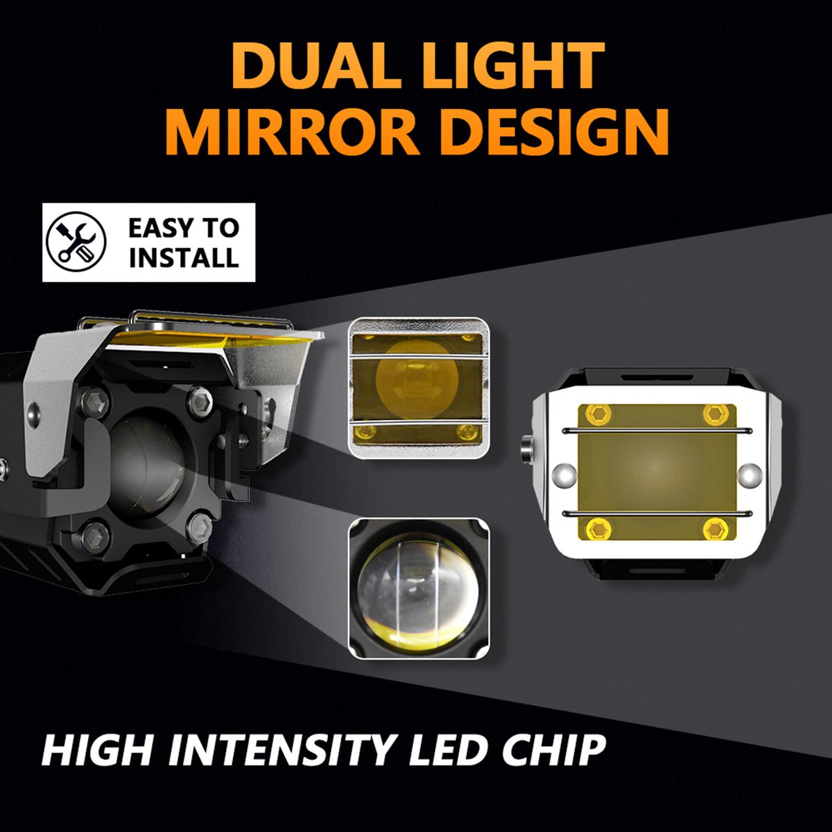 2Pcs Motorcycle Spotlight Front LED Driving Lights 9000LM