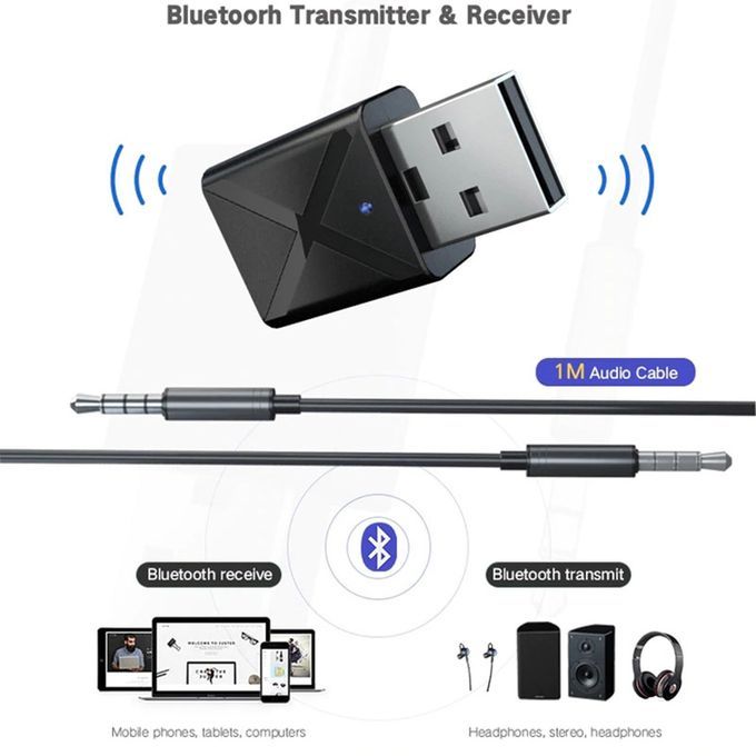 Bluetooth Audio Receiver Transmitter AUX Adapter For TV PC