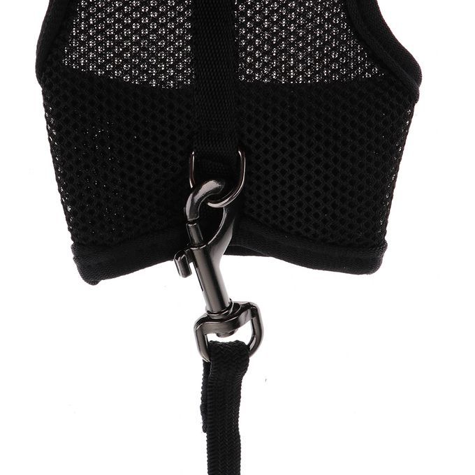 Rabbit Ferret Breathable Mesh Vest Harness Leash Lead Walking Black L