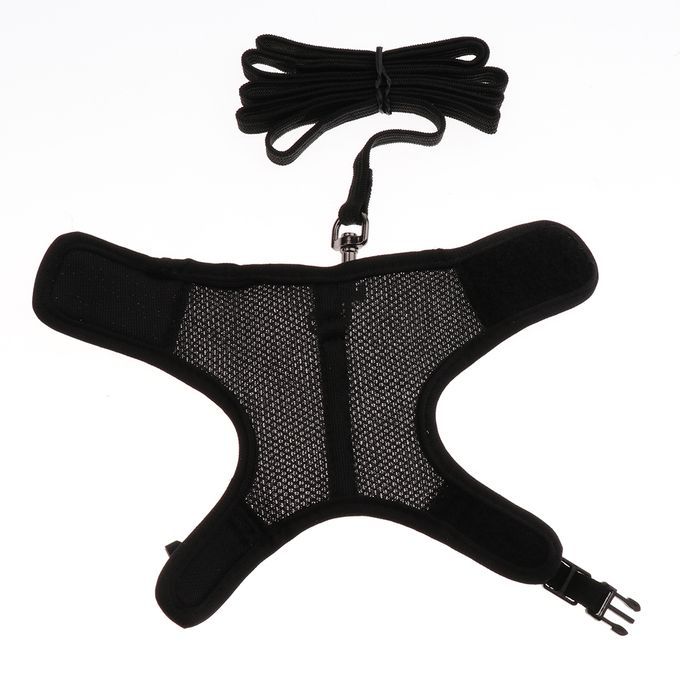 Rabbit Ferret Breathable Mesh Vest Harness Leash Lead Walking Black L