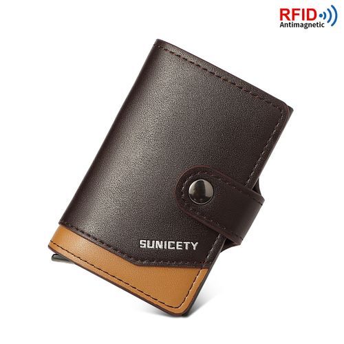 PU Leather Card Holder Case,Automatic Pop-Up Card Purse