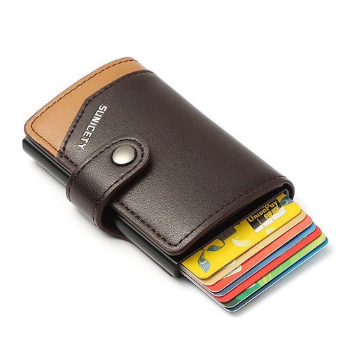 PU Leather Card Holder Case,Automatic Pop-Up Card Purse