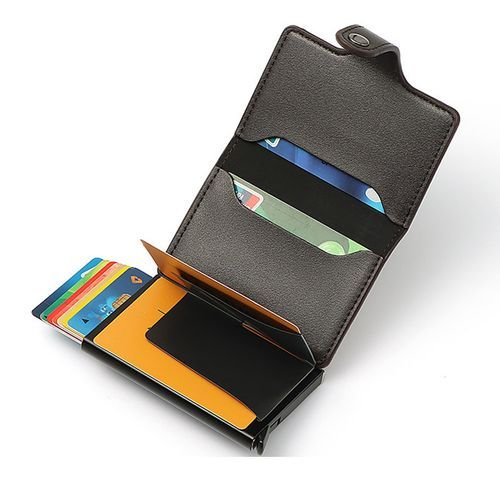 PU Leather Card Holder Case,Automatic Pop-Up Card Purse