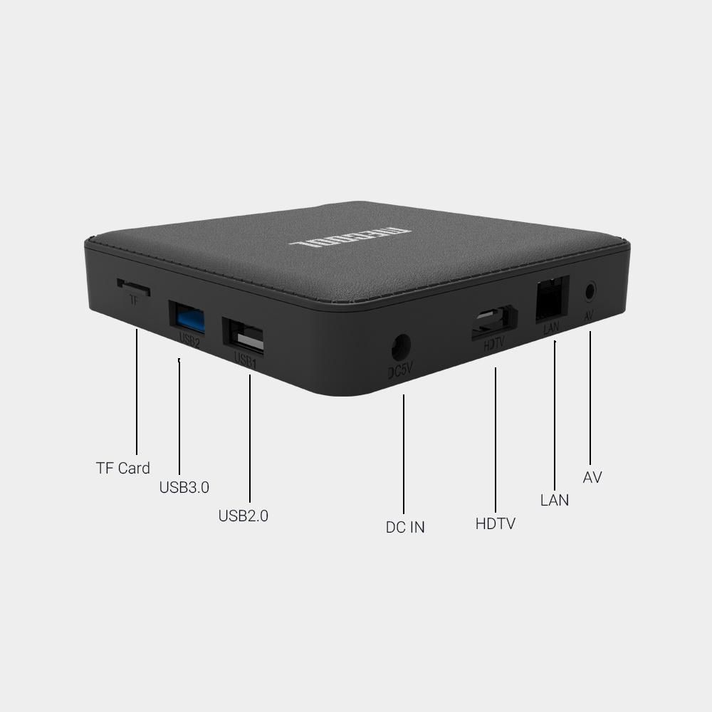 MECOOL KM1 TV Box DELUXE 4GB+32GB S905X3 Quad-core Chipset CPU Cortex-A55 Android 9.0 TV Set Top 4K HDR 2.4/5G 2T2R WiFi Media Player Support TF Card Compatible with Google Assistant