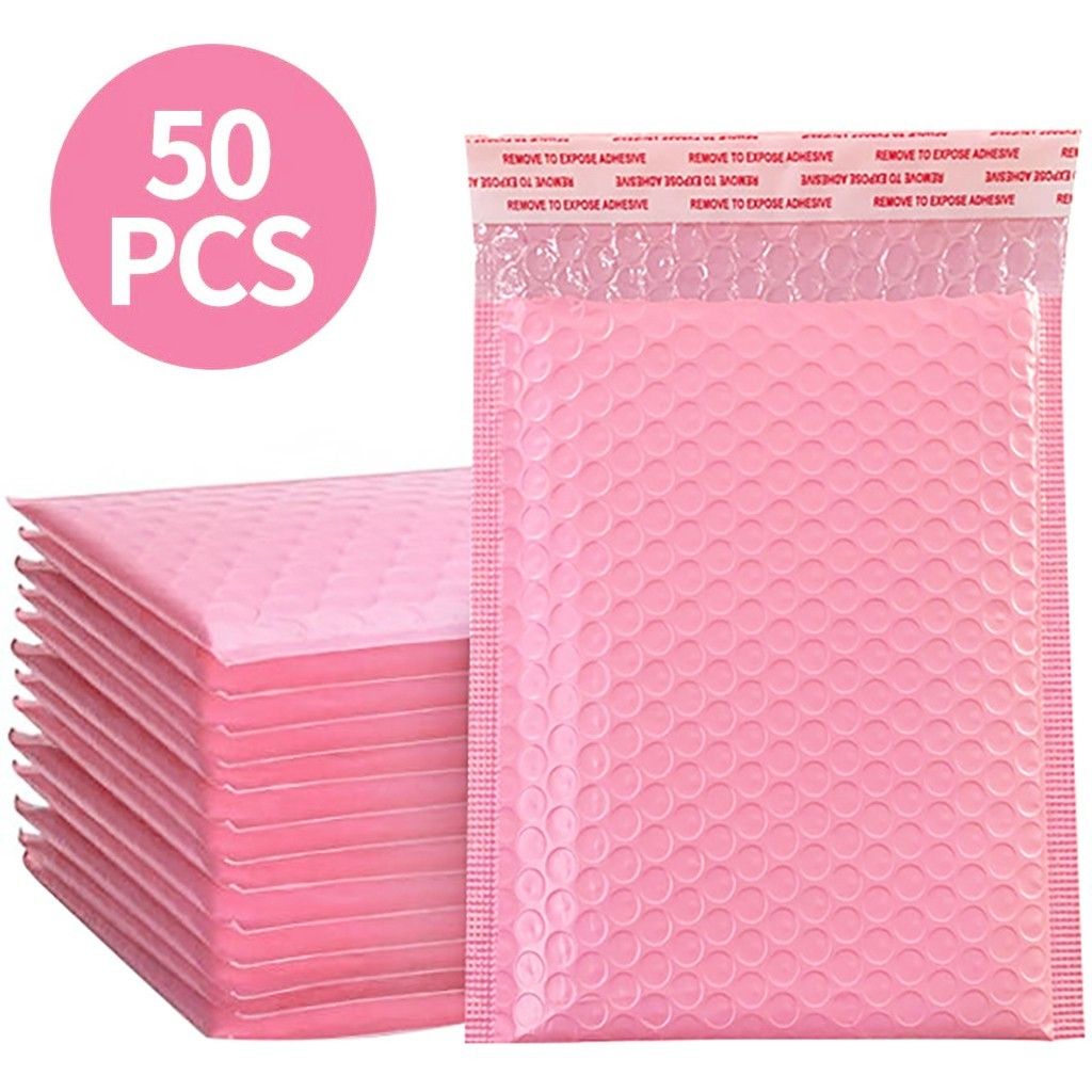 50pcs Pink Poly Bubble Mailers Padded Envelopes Bu