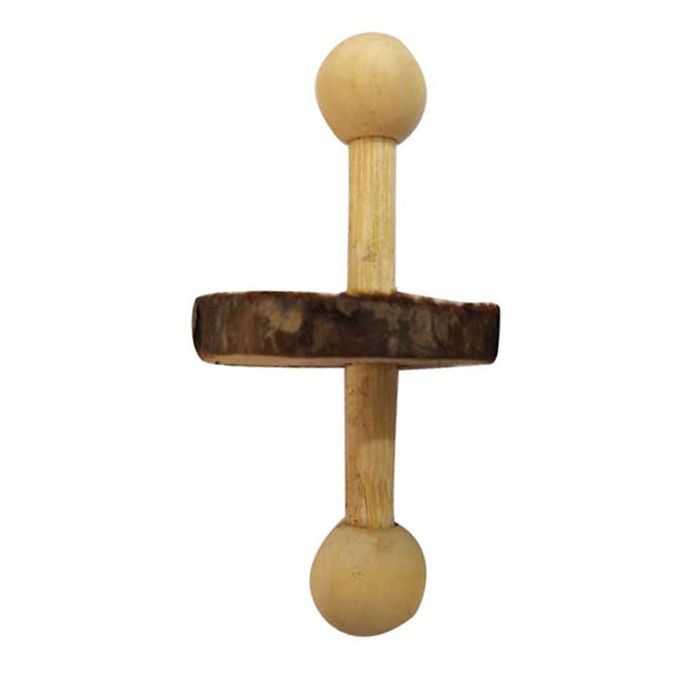 Natural Wooden Small Pet Toys  Unicycle Bell Roller For Guinea Cat Rat Molars Yellow