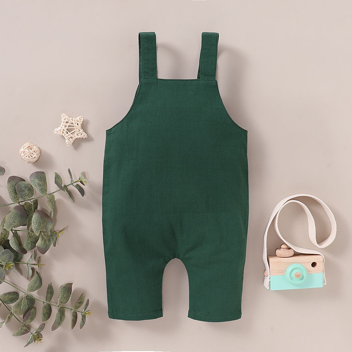 Toddler Baby Boys Lightweight Overalls Bib Pants -Green