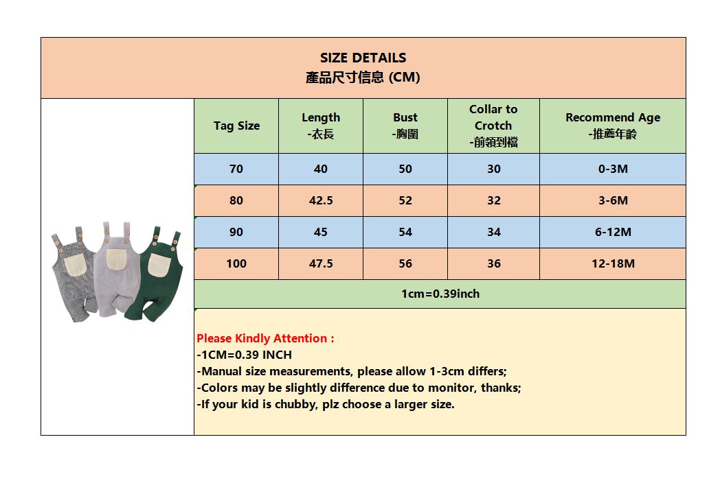 Toddler Baby Boys Lightweight Overalls Bib Pants -Green