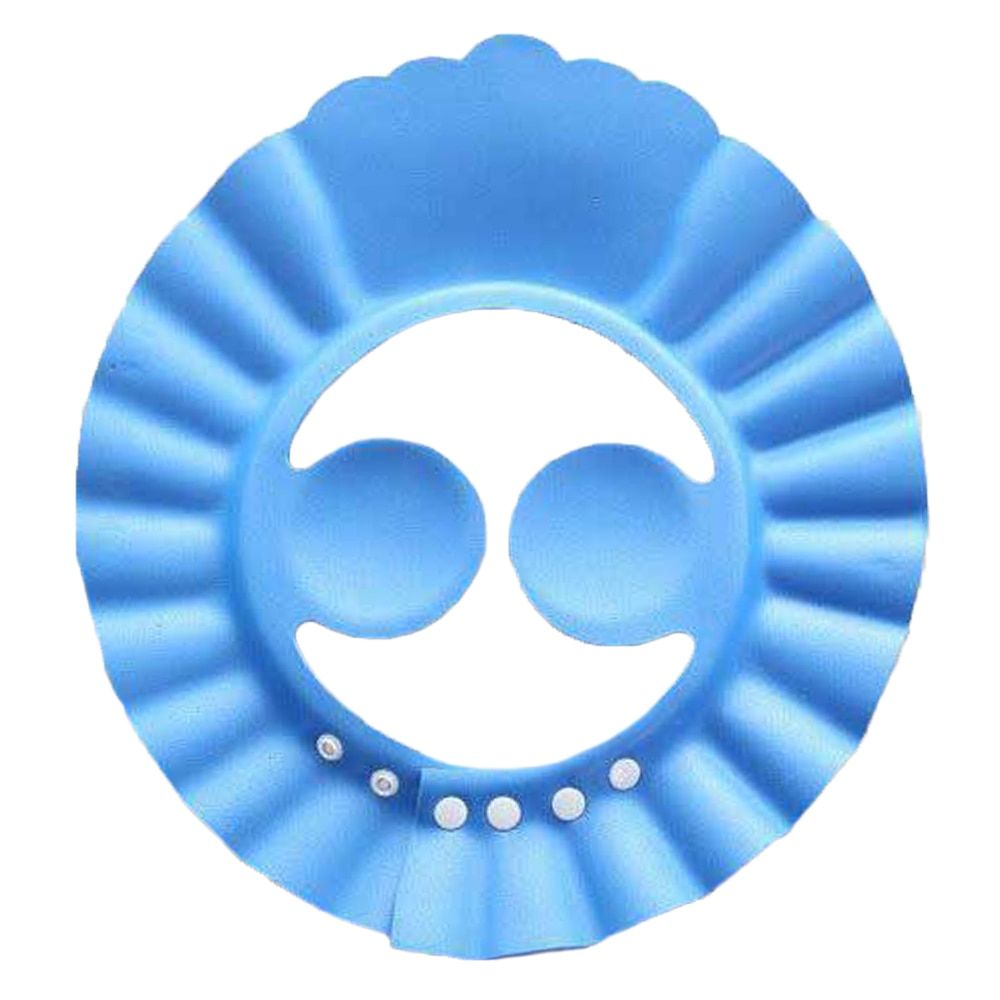 Shower Cap Safe Shampoo Bathing Ear Water Protection Cartoon Soft Hat Adjustable Hair Wash Baby Shower Cap For Bathing Kids Blue