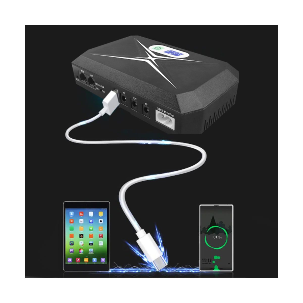 5V 9V 12V Uninterruptible Power Supply Mini UPS with Screen