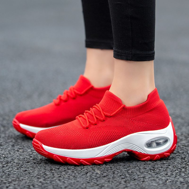 Big Size Women Sneaker Female Walking Shoes-Red