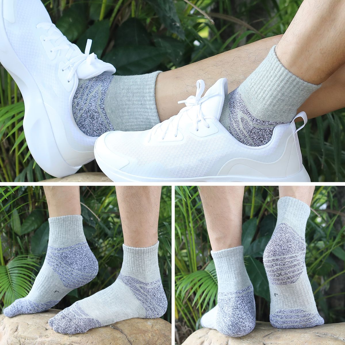 Men 3 Pairs Athletic Cotton Socks Outdoor Sports Casual