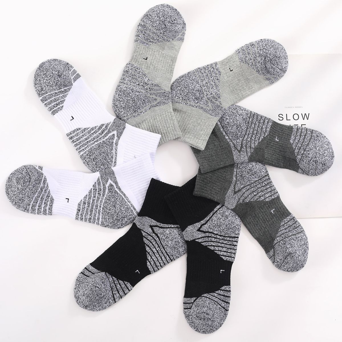 Men 3 Pairs Athletic Cotton Socks Outdoor Sports Casual