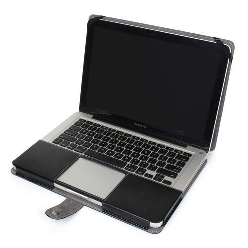 15" Pro With CD-ROM Case, One-piece Design Soft PU Leather Cover For 2008-2012 Macbook Pro 15.4 Inch, Black