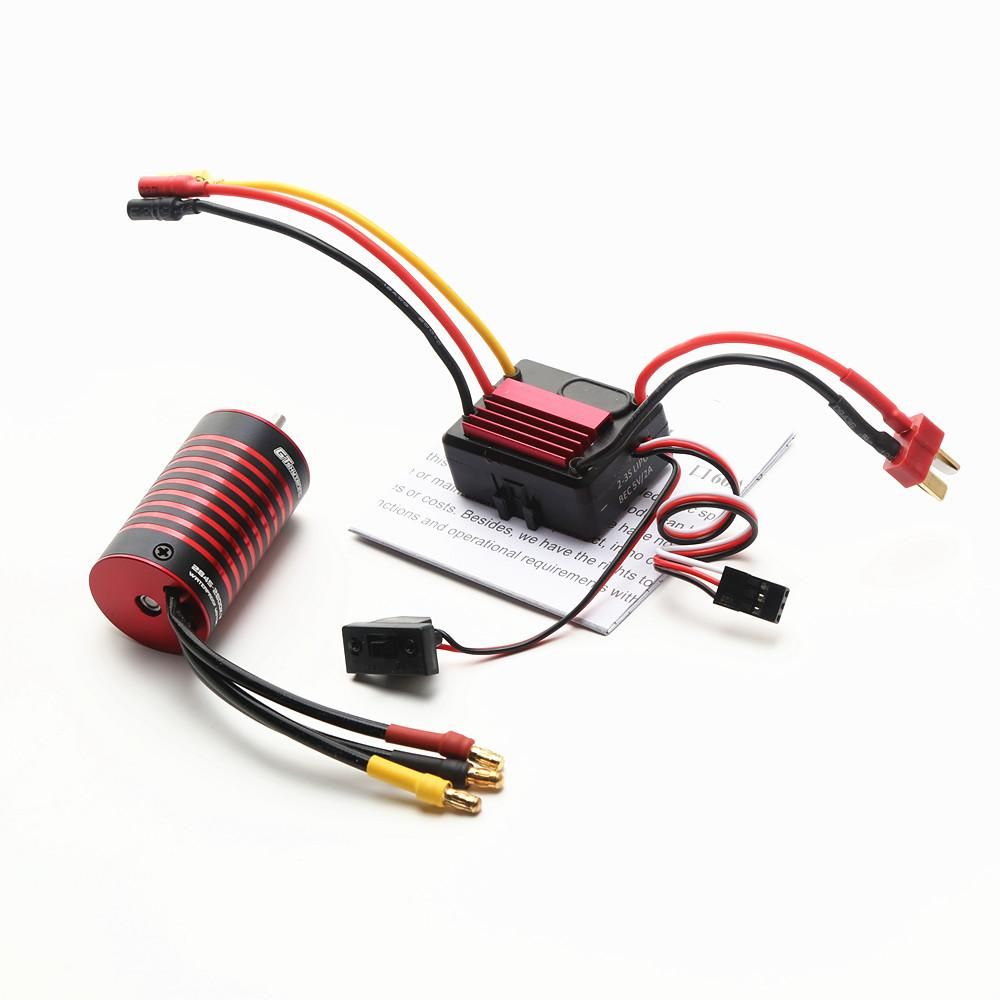 GTSKYTENRC Waterproof 2845 Brushless Motor 5900KV & 35A Brushless ESC Replacement for F19A 1/10  HPI Trax4 HSP 1/12 Remote Control Car