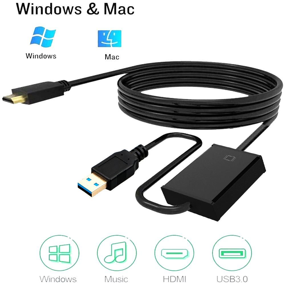 USB 3.0 to HDMI-Compatible Cable, USB Male to HDMI-Compatible Male Charger Cable Splitter Adapter for Laptop