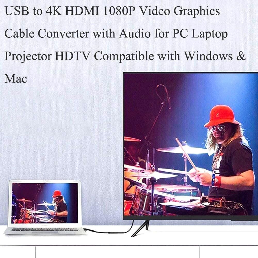 USB 3.0 to HDMI-Compatible Cable, USB Male to HDMI-Compatible Male Charger Cable Splitter Adapter for Laptop